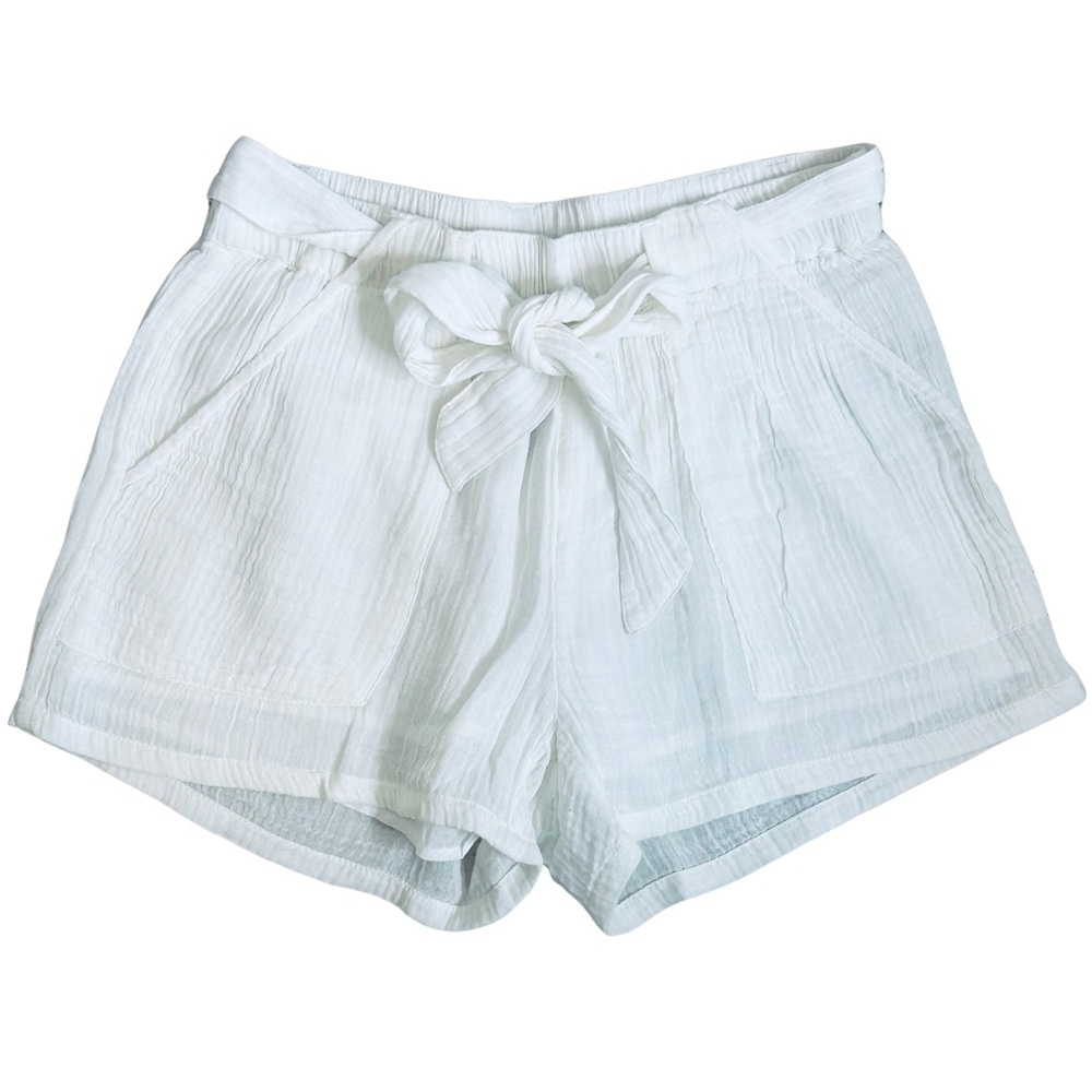 Arie White Tie Belt Shorts